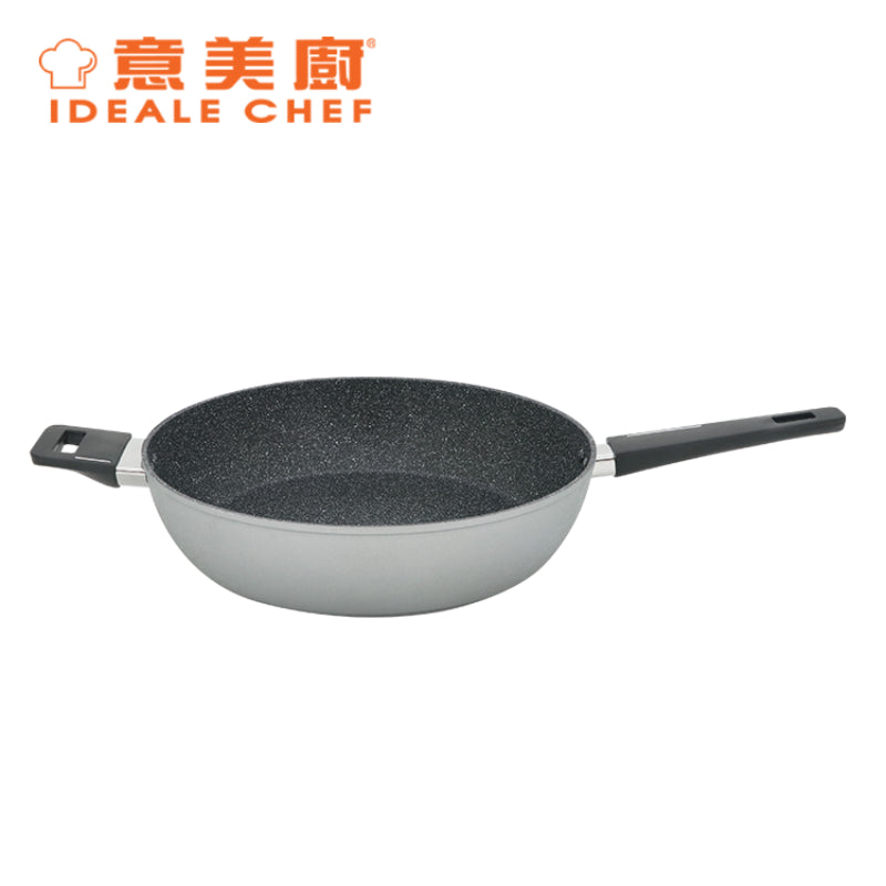 意美廚鍛造鑄鋁雲石紋易潔32X7.8CM單柄深煎鍋- 冰銀色(IC31332T)