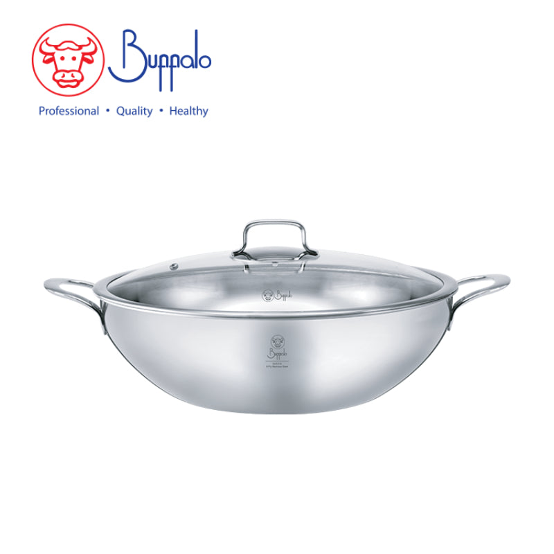 牛頭牌IMPERIAL 316不銹鋼32CM雙耳平底五層鑊連玻璃蓋