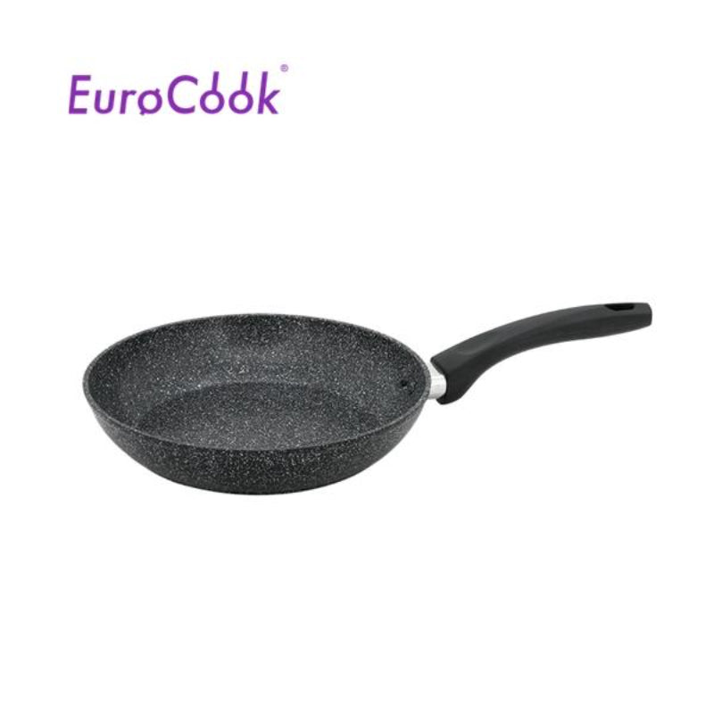 EURO COOK - 鍛造鑄鋁雲石紋易潔20CM單柄煎鍋- 黑色雲石紋