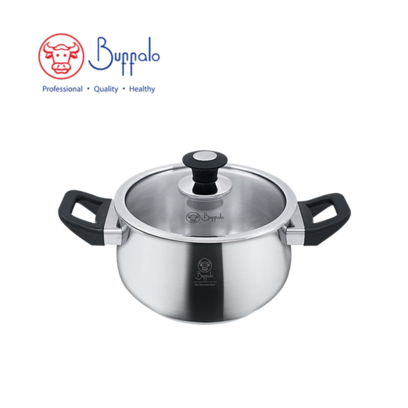 牛頭牌PRECIOUS II 304不銹鋼加厚底電木雙耳煲連玻璃蓋(20X11.5CM/3.5L) (36620SN)