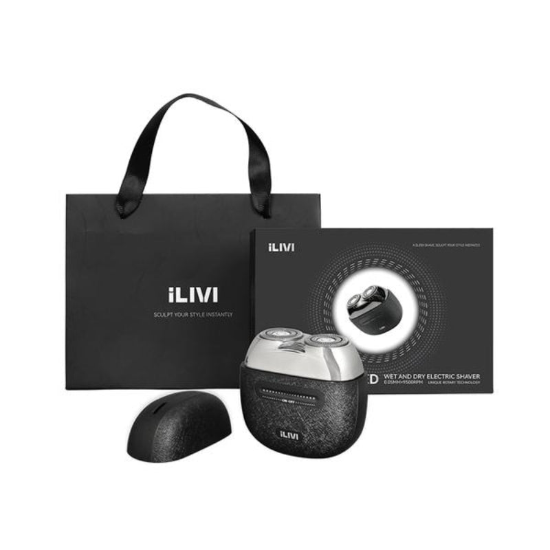 德國iLIVI Mini-Max迷你超鋒高轉速淨360°環貼感應滑控乾濕電鬚刨(黑紳士禮盒裝)