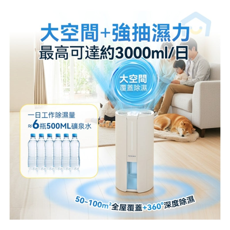 日本Yohome 轉輪式Dual-Dry專利四季控濕暖風乾衣4L大空間抽濕機默認規格HL200