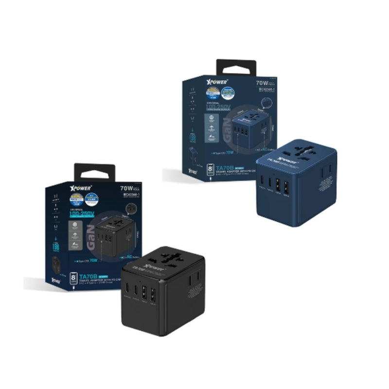 Xpower TA70B 8輸出 PD/PPS 70W Gan旅行充電器