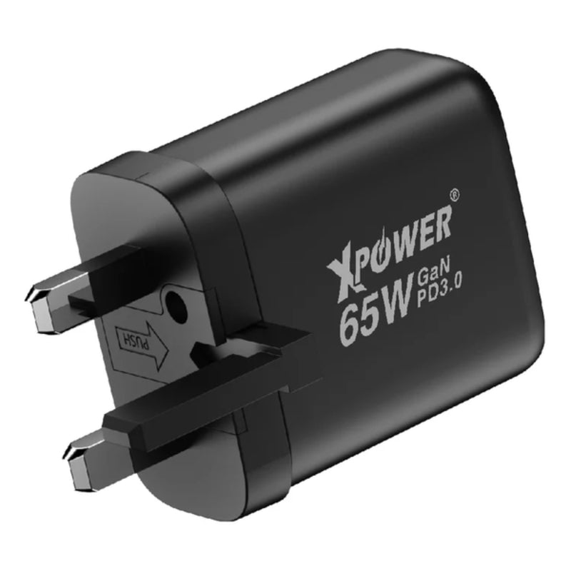 Xpower GW65C 65W可摺疊伸縮腳3輸出PD3.0/PPS/QC 迷你快充插牆GaN充電器