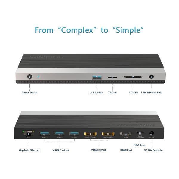 WAVLINK - USB-C 4K Triple Display 85W PD Docking HDMIx1 DPx2