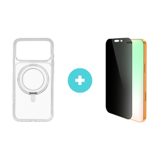 inno3C 防窺全覆蓋玻璃螢幕保護貼 + 360°旋轉磁環支架保護殼套裝 iPhone 17系列