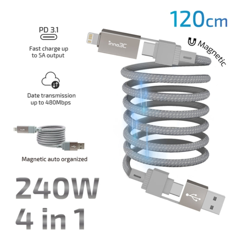 inno3C - 240W 四合一磁吸收納線 120cm (i-4M240-12)