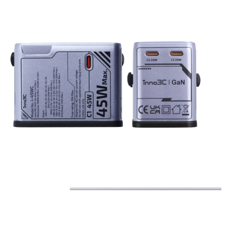 inno3C 45W GaN 4輸出旅行轉換插頭