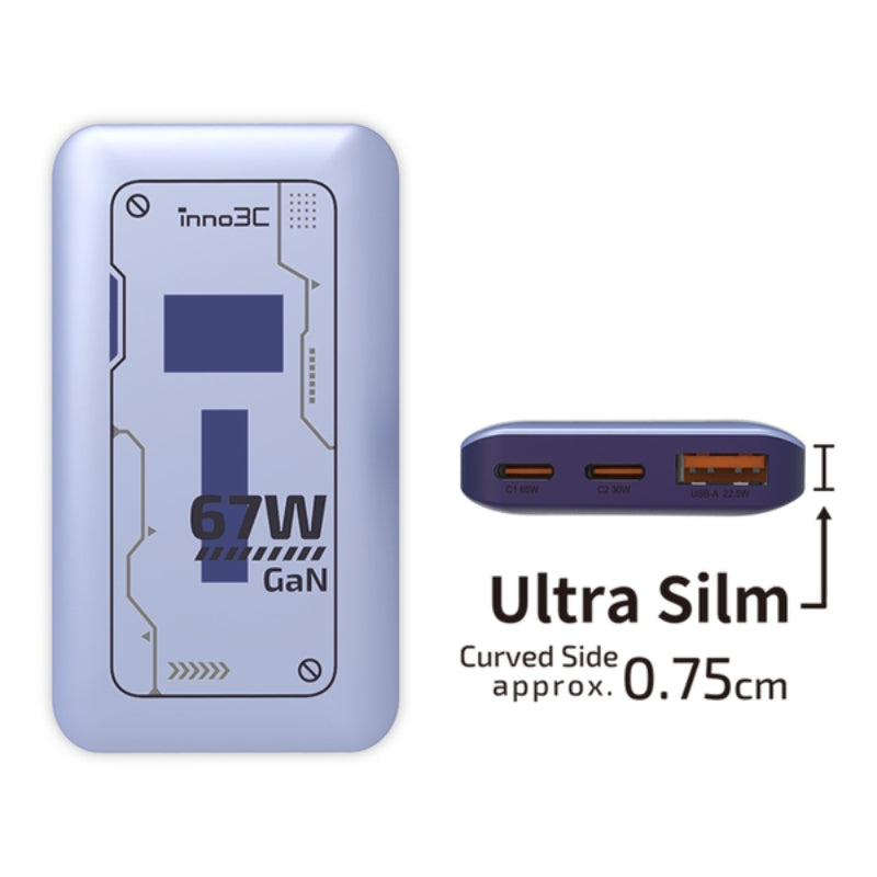 inno3C - 超薄67W 三輸出 GaN 旅行快速充電器 (i-67DT)
