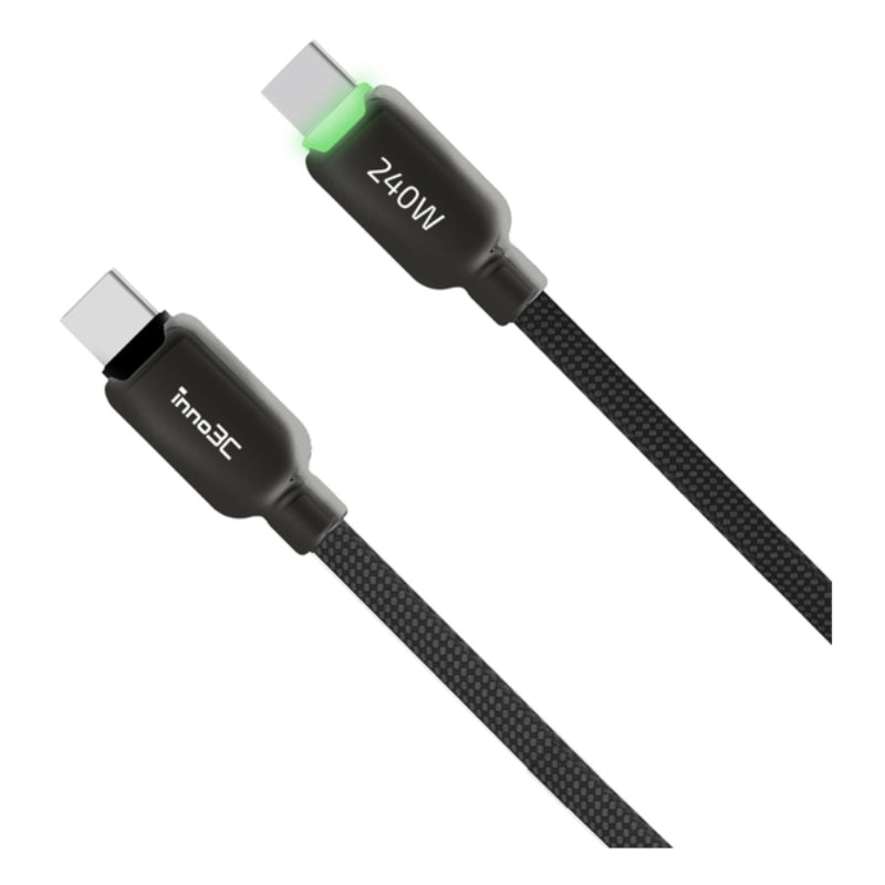 inno3C - 240W TFT LCD Type-C 轉 Type-C 資料傳輸充電線 120cm (i-DC240-12-BK)