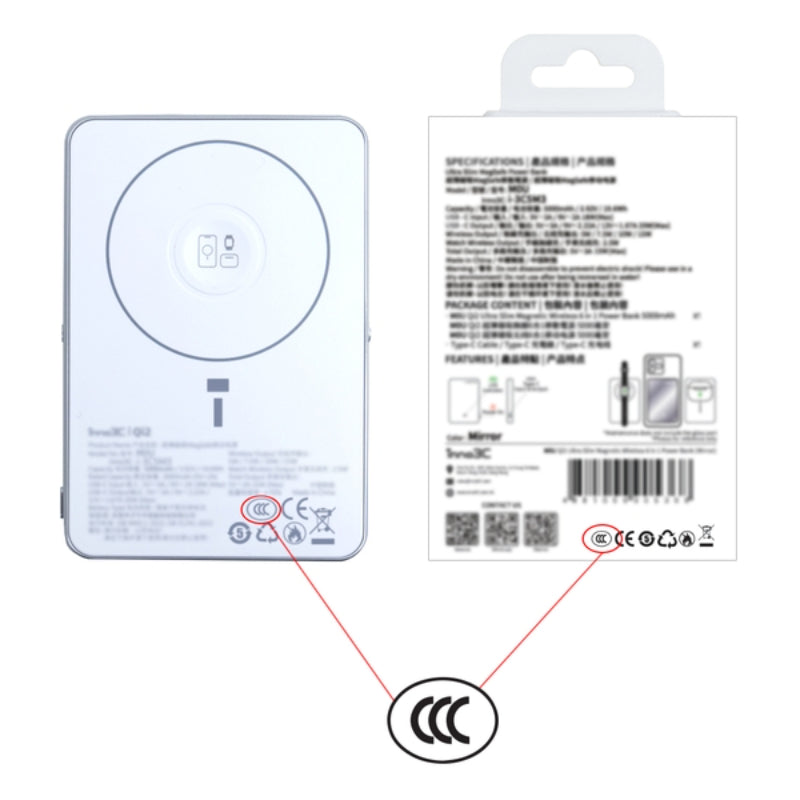 inno3C Qi2 鏡面超薄磁吸無線充 6 合 1 移動電源 5000mAh 3C 認證 M0U (Mirror)