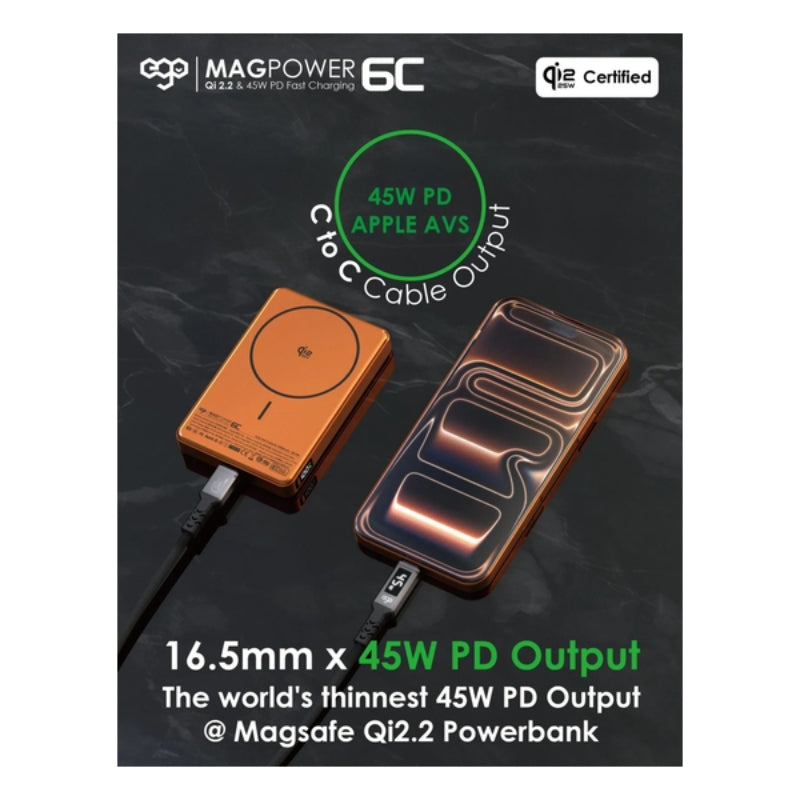 EGO - MagPower 6C @ (追溯二維碼版) 45W & QI2.2 10000mAh 外置電 (P31)