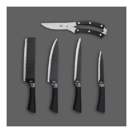 JNC - 不銹鋼廚房刀具及鉸剪套裝 (5件裝) 黑色