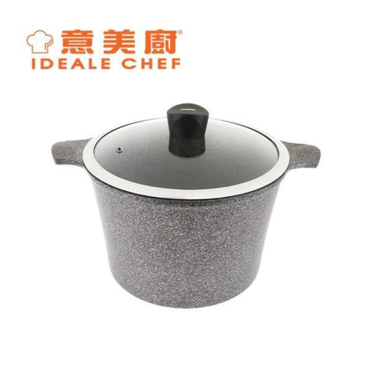 意美廚韓國製SELECTED鋼化鑄鋁大理石紋易潔24X15.8CM/5.8L高身雙耳煲連玻璃蓋(IC14324H)