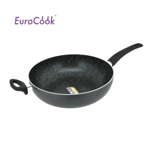 EURO COOK - 黑色雲石紋易潔單柄炒鍋