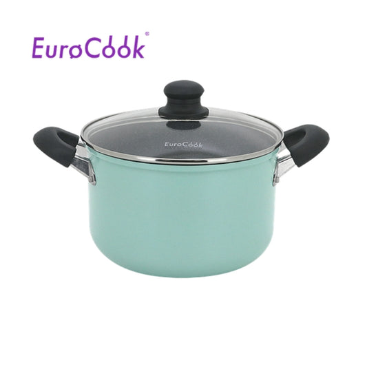 EURO COOK FINE II 雲石紋易潔 22X14CM/4.6L雙耳煲連玻璃蓋 (湖水藍)