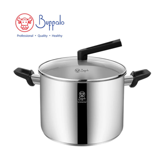 牛頭牌 WISE COOK II 304不銹鋼加厚底電木雙耳高身煲連玻璃蓋 (24X17CM/7.2L)