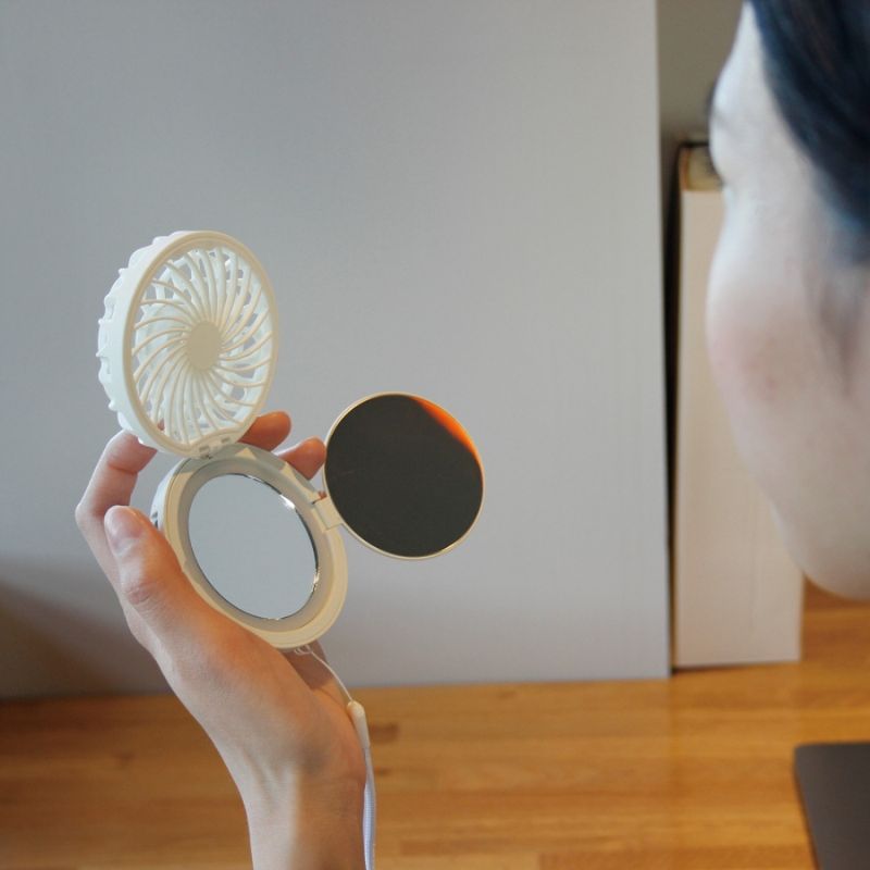 日本 SPICE of Life Mirror FAN-bulous 風扇LED燈化妝鏡