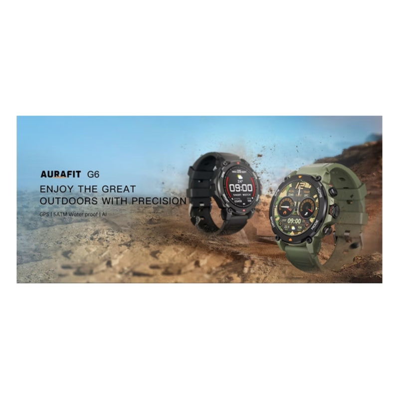 Aurafit Trek 1 G6 GPS 智能戶外全能手錶 黑