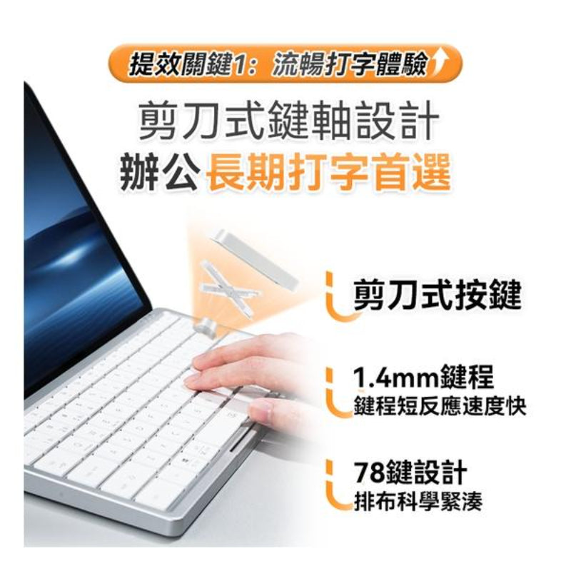 美國USATISFY 超薄首創4合1多系統連控辦公可分離護頸支架便攜無線觸控鍵盤套裝