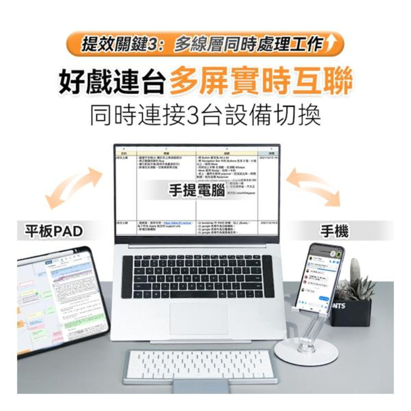 美國USATISFY 超薄首創4合1多系統連控辦公可分離護頸支架便攜無線觸控鍵盤套裝
