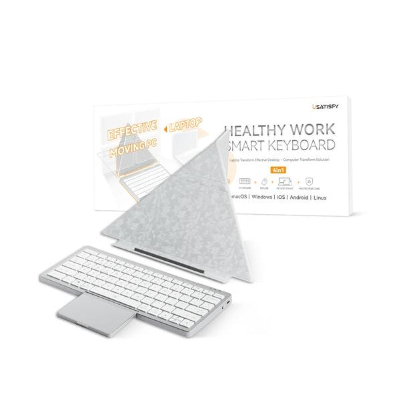 美國USATISFY 超薄首創4合1多系統連控辦公可分離護頸支架便攜無線觸控鍵盤套裝