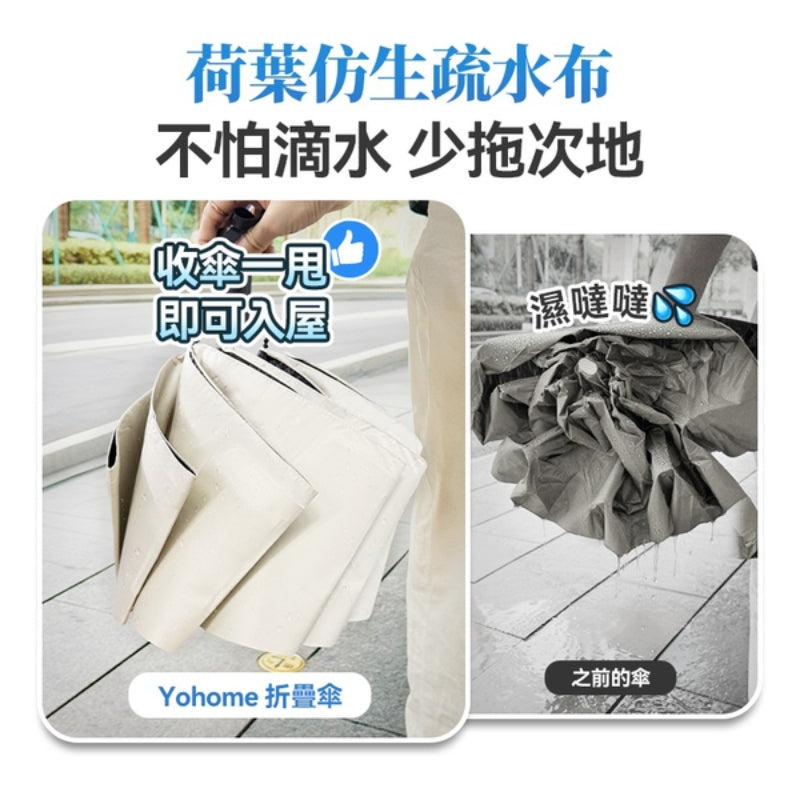 日本Yohome 單手智助自動開合防回彈一甩免疊防滴水抗風快收捷便晴雨傘 x 2 (黑色+米色)