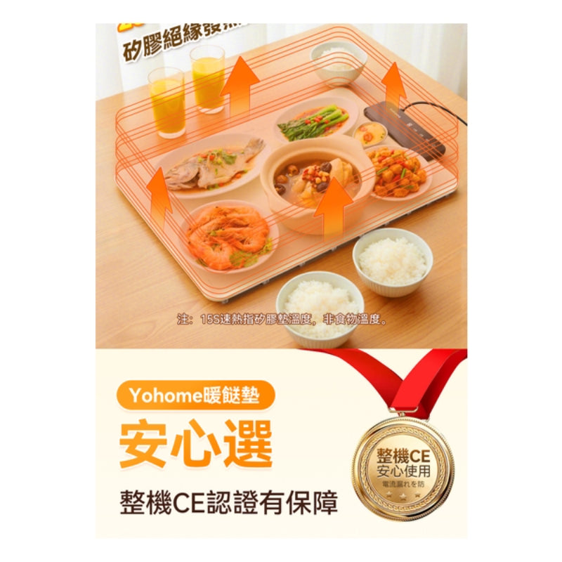 日本Yohome 薄柔捲分拆式全墊水洗易潔速熱多用餐伴暖餸墊PRO