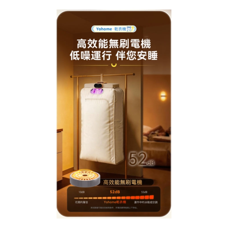 日本Yohome MiniFold雙出風速乾雙模護衣可視窗低噪免安裝可移動烘乾機 PRO 2.0
