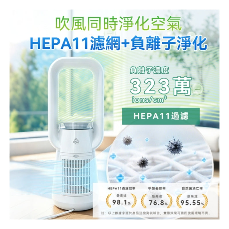 日本Yohome 四季冷暖雙風自動搖頭可加濕空氣淨化低噪無葉風扇 PRO 2.0
