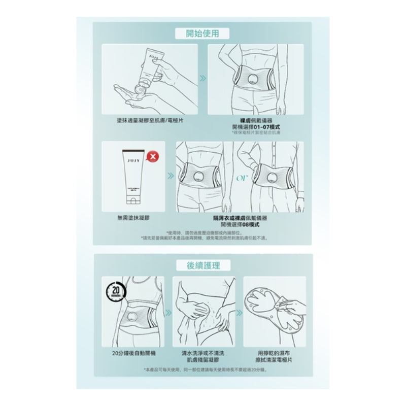 日本JUJY 無線穿戴式EMS變頻電流長短雙帶多部位燃脂塑形腰帶