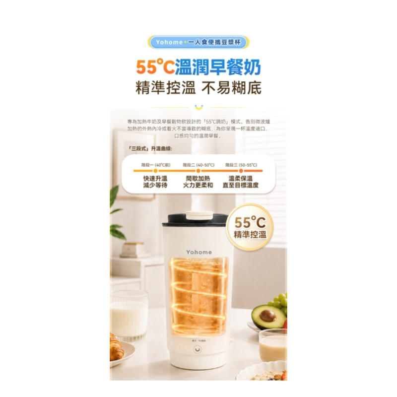 日本Yohome 一人食多功能便攜預約鮮煮早餐直飲破壁豆漿杯