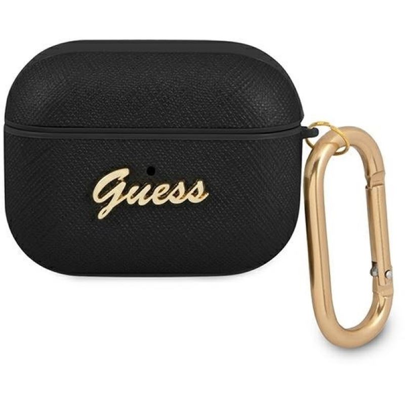 GUESS - SILICONE AIRPODS CASE SCRIPT LOGO HEART CHARM - BLACK - AIRPODS PRO 2