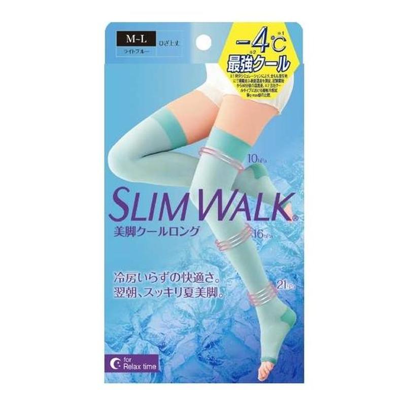 Slimwalk 日本露趾壓力襪 (清爽透氣, 長筒,綠松石藍色) x 2件
