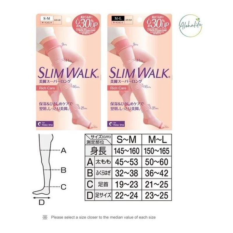 Slimwalk 日本保濕壓力襪 (睡眠型, 長筒, 露趾,粉紅色) x 2件