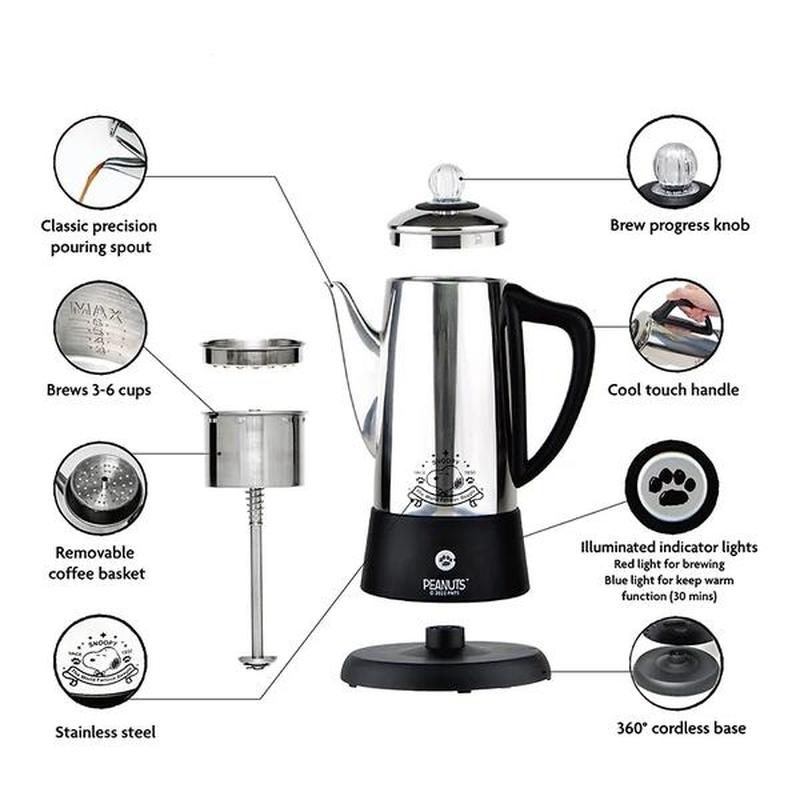 SNOOPY - 原裝正版 過濾式咖啡壺 (不鏽鋼)