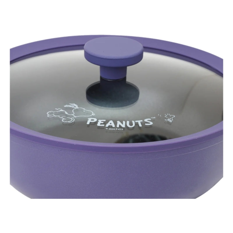 PEANUTS 正版授權 28cm 單柄不黏深炒鑊連強化玻璃蓋(韓國製造)(只限送貨)