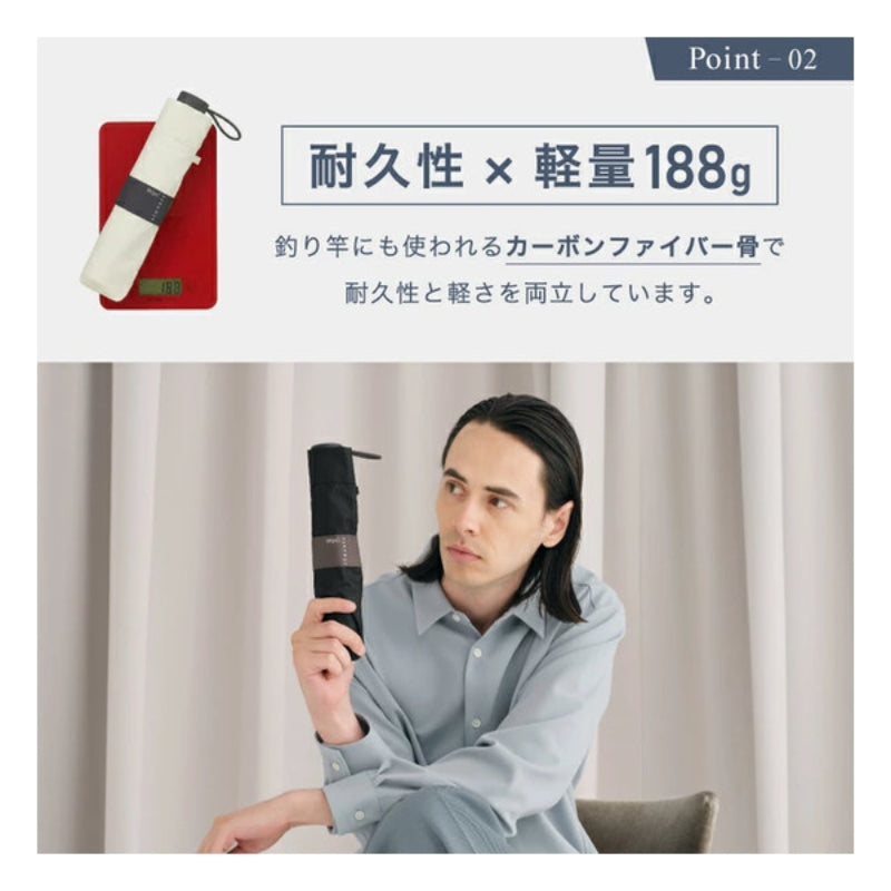 WPC Classic AIR-LIGHT 超輕碳纖大傘面摺傘 61CM 黑 WPP108-CS008 (只限送貨)