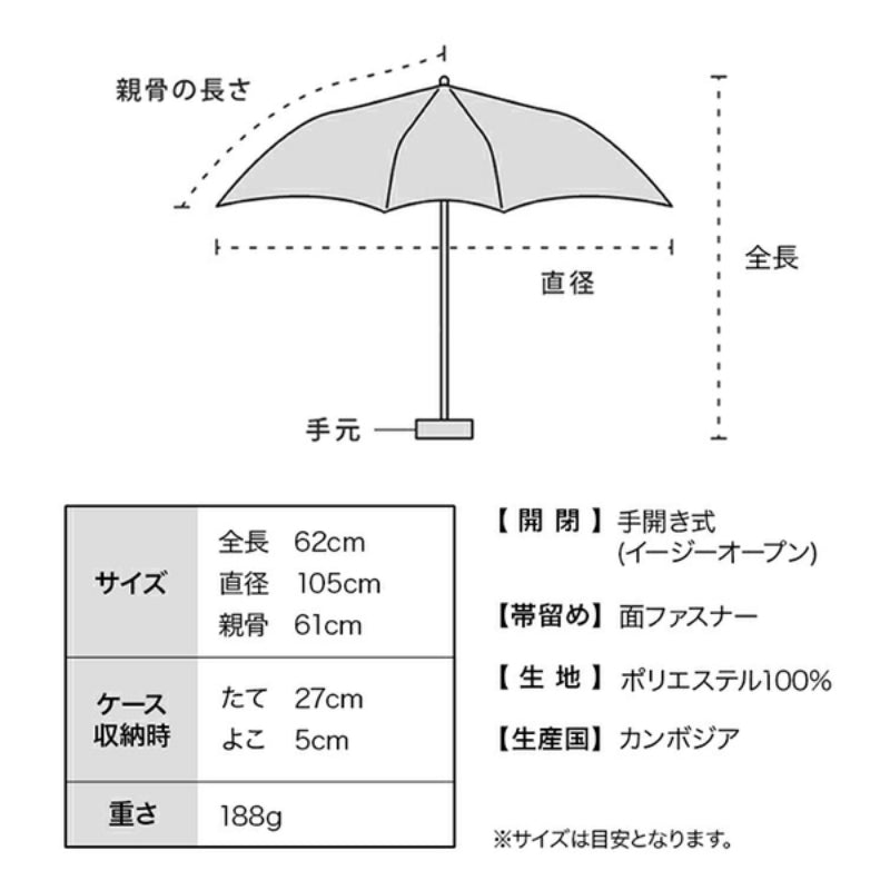 WPC Classic AIR-LIGHT 超輕碳纖大傘面摺傘 61CM 黑 WPP108-CS008 (只限送貨)