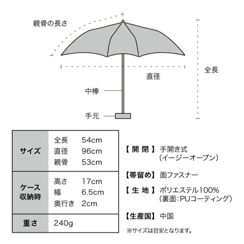 WPC IZA 掌心級袖珍摺傘 53CM 黑 WPP105-ZA020-系列 (只限送貨)