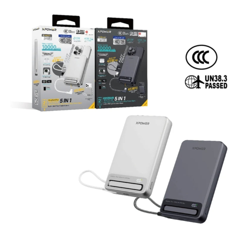 XPower MagNetoPlus Q10 Pro鋁合金10000mAh 45W PD3.0支架內置線及數顯QI2磁吸移動電源