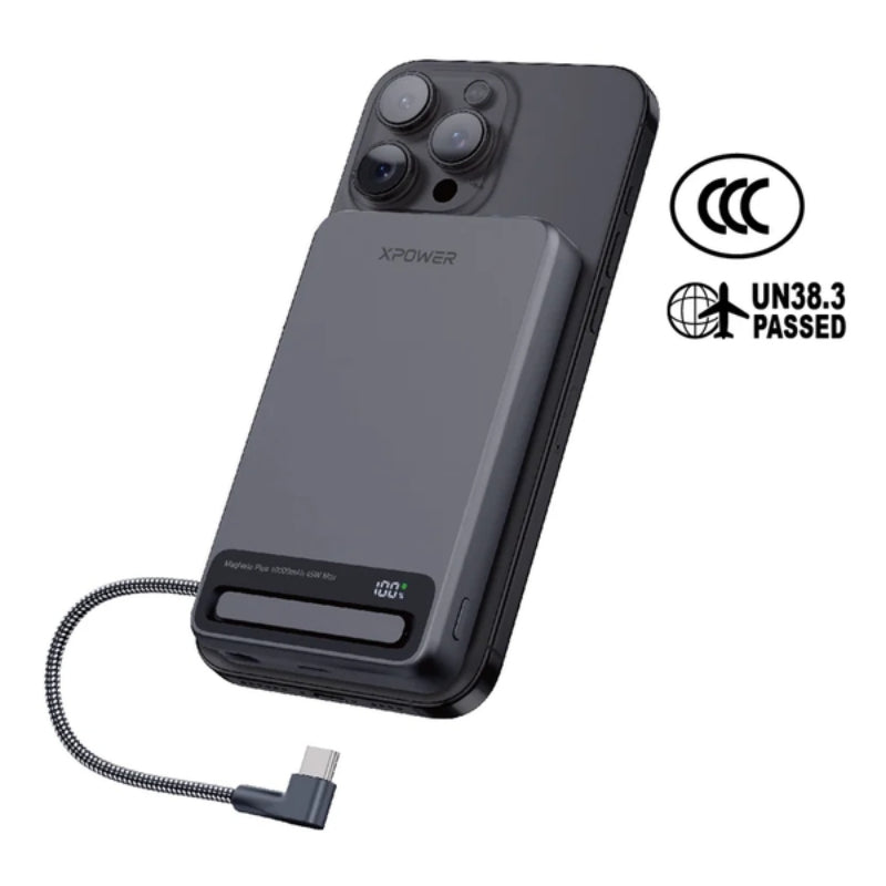 XPower MagNetoPlus Q10 Pro鋁合金10000mAh 45W PD3.0支架內置線及數顯QI2磁吸移動電源