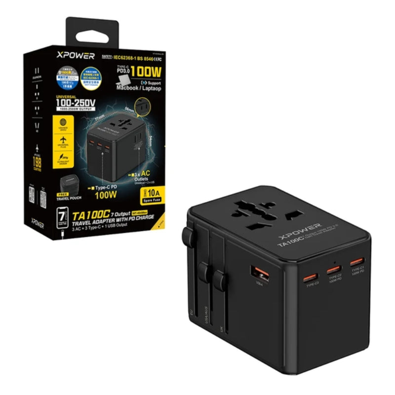Xpower TA100C 7輸出 PD 100W Gan旅行充電器