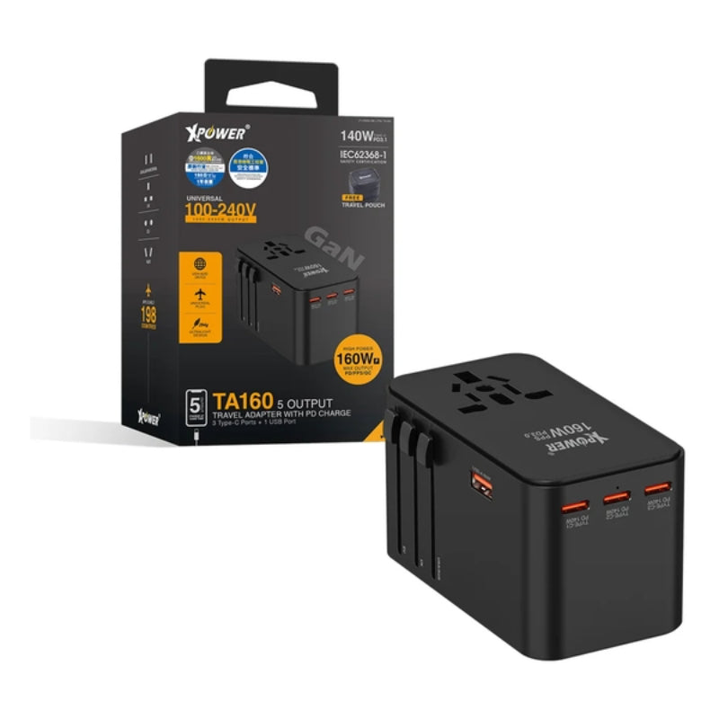 Xpower TA160 160W 5輸出 PD 3.1/PPS Gan旅行充電器