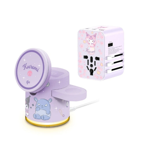 XPower x Sanrio Kuromi Qi2迷你掌心5合1 MagCharge 15W磁吸無線充電座 (Purple) + TA45B 45W 6輸出 PD3.0/PPS旅行充電器 (Purple)