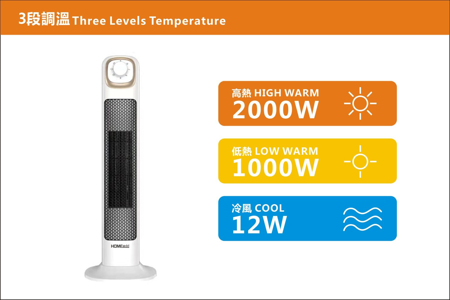 HOME@dd 速熱搖頭陶瓷暖風機 (浴室適用)-2000W (免費送貨/自取)
