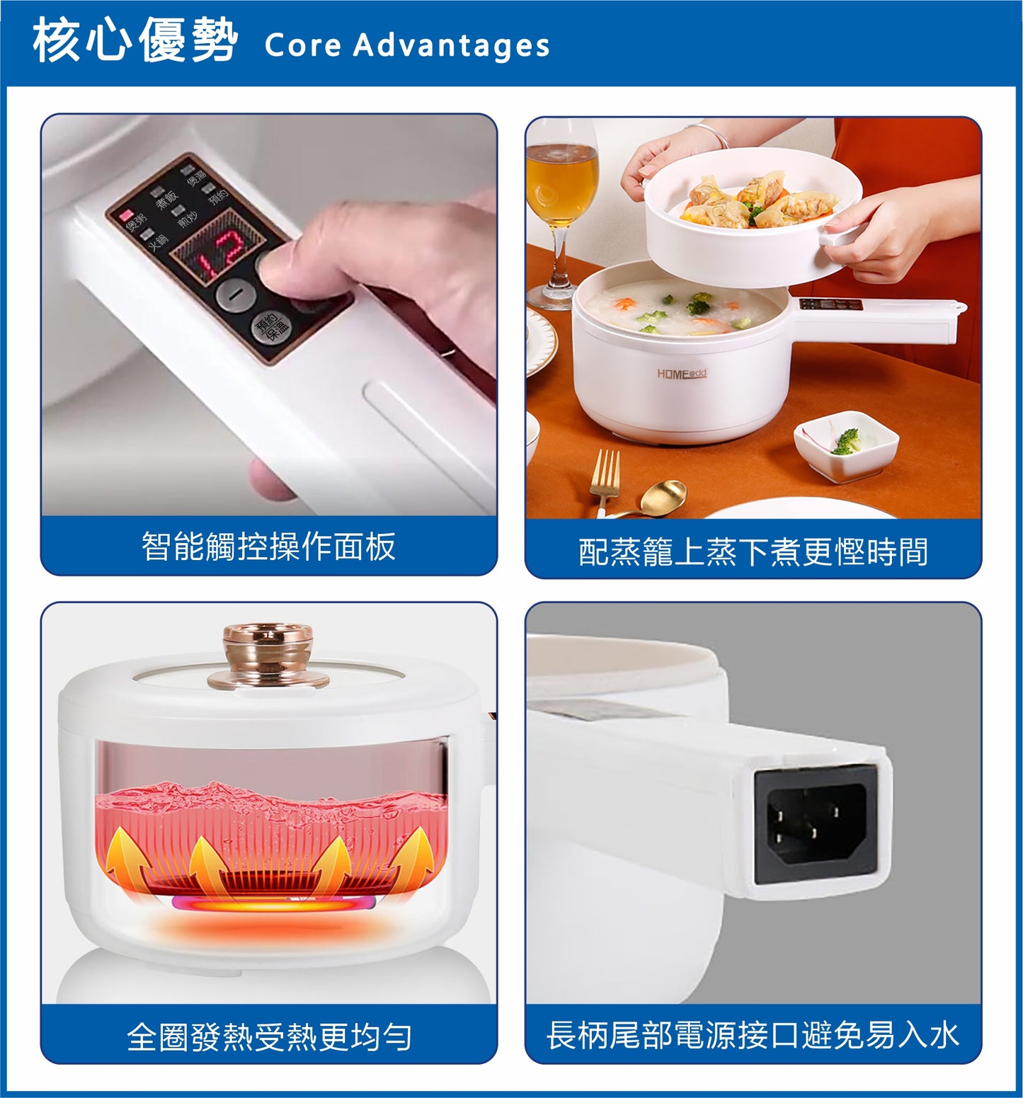 HOME@dd 智能多功能大容量不粘電煮鍋 (2.6L) (免費送貨/自取)